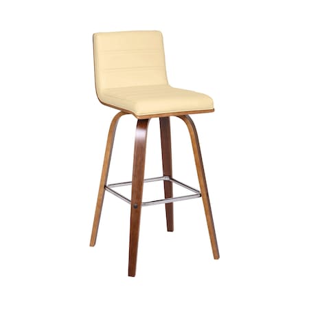 Armen Living Vienna 30" Swivel Bar Stool in Walnut Wood Finish with Cream Faux Leather LCVIBACRWA30